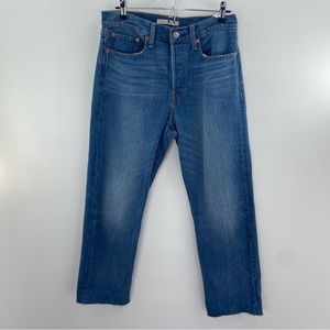 Levi’s Wedgie Straight Button Fly Jeans Raw Hem 100% Cotton Size 30